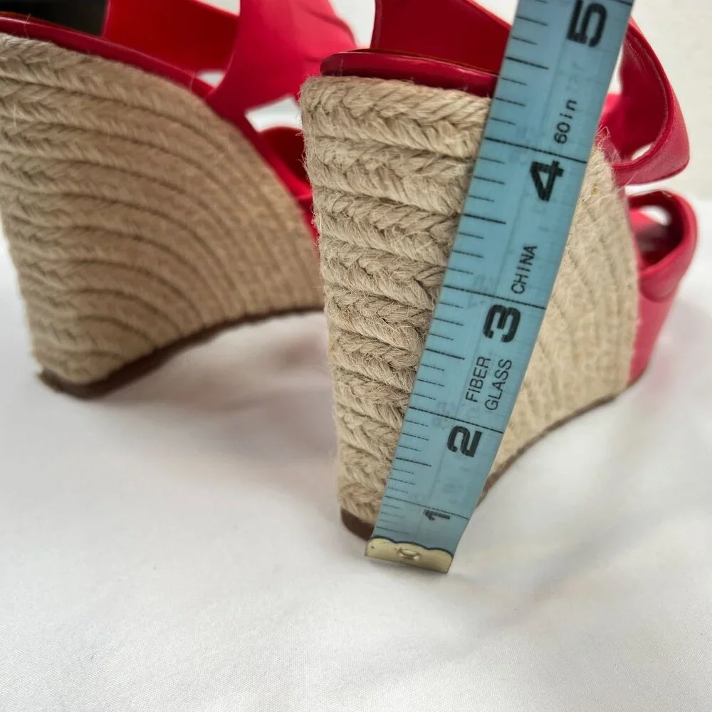 Moschino Cheap and Chic Hot Pink Espadrille Wedges Knot Detail Leather 36 US 6